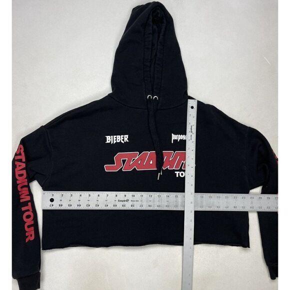 H&M Justin Bieber Stadium Purpose Tour Hoodie Cropped Women Large Black Music - Picture 5 of 5